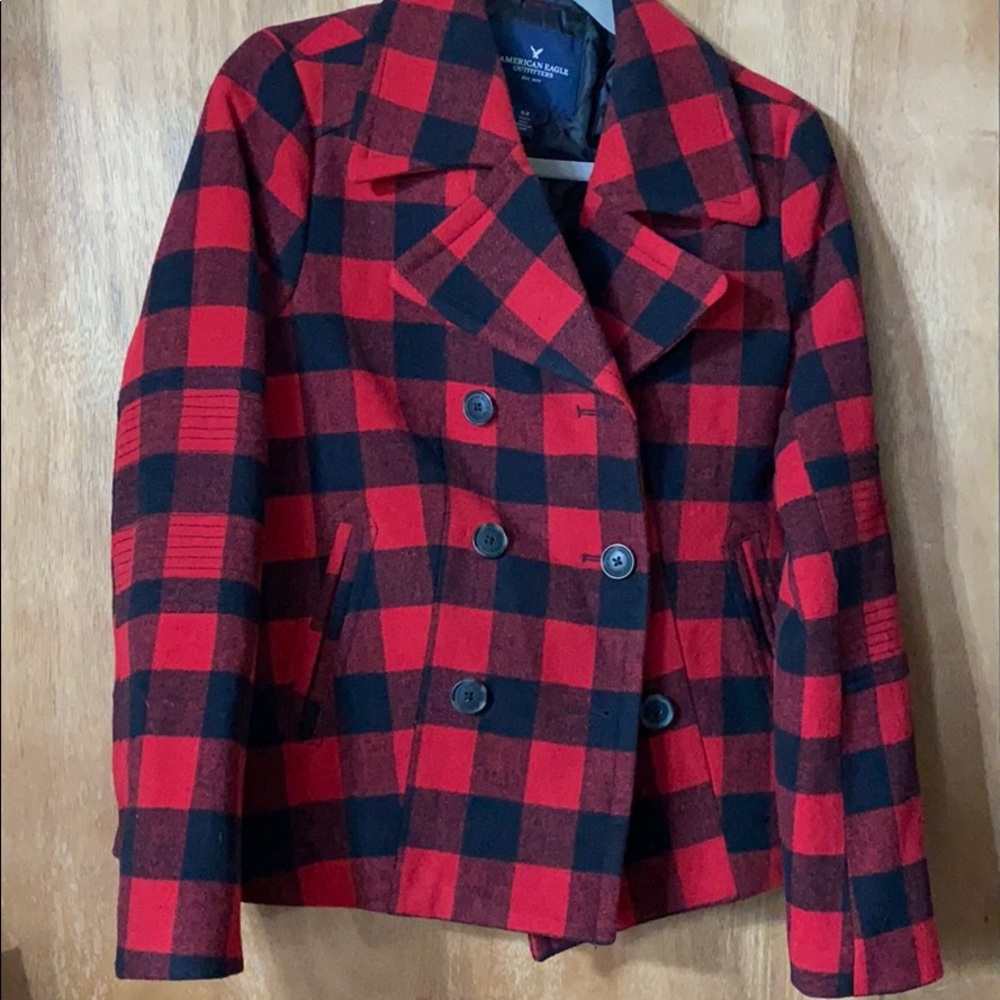 American eagle red plaid quilted coat